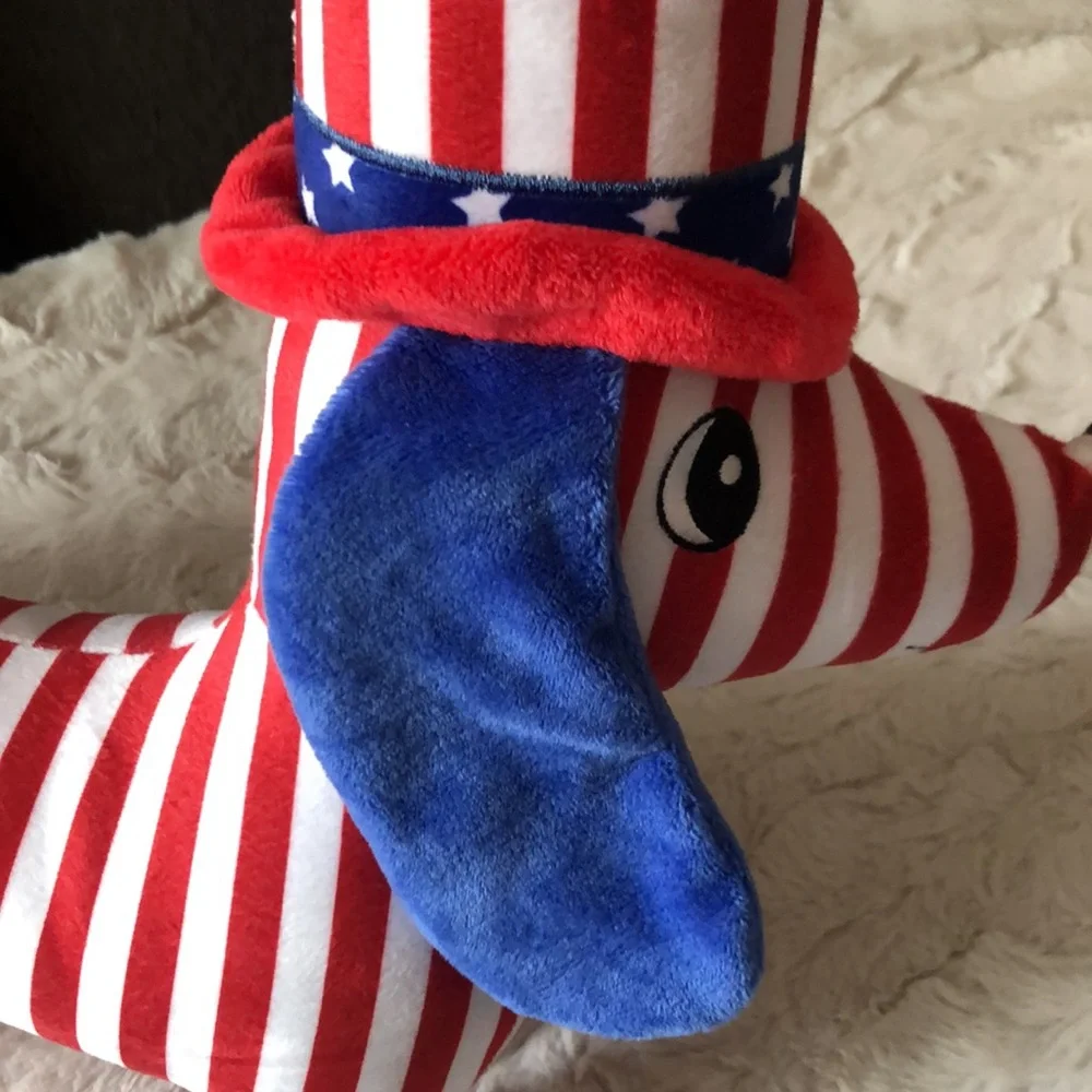 Red & White Striped Patriotic Dachshund Dog Plush Toy for Pets